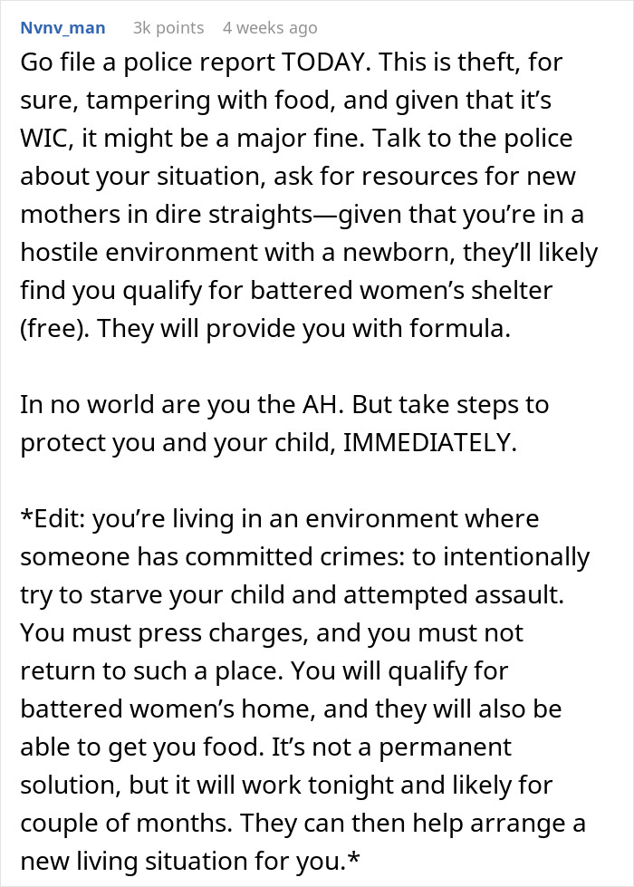 Text post advising legal action due to roommate's actions against baby formula. Text post advising legal action due to roommate's actions against baby formula.