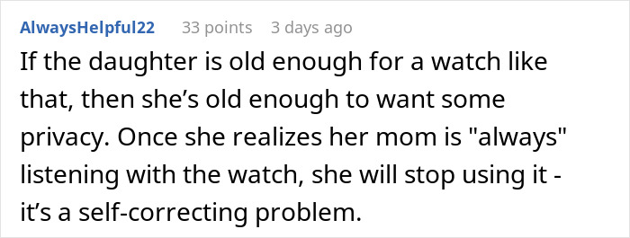Comment discussing privacy concerns regarding a woman using a Gizmo Watch to spy on her ex-husband. Comment discussing privacy concerns regarding a woman using a Gizmo Watch to spy on her ex-husband.