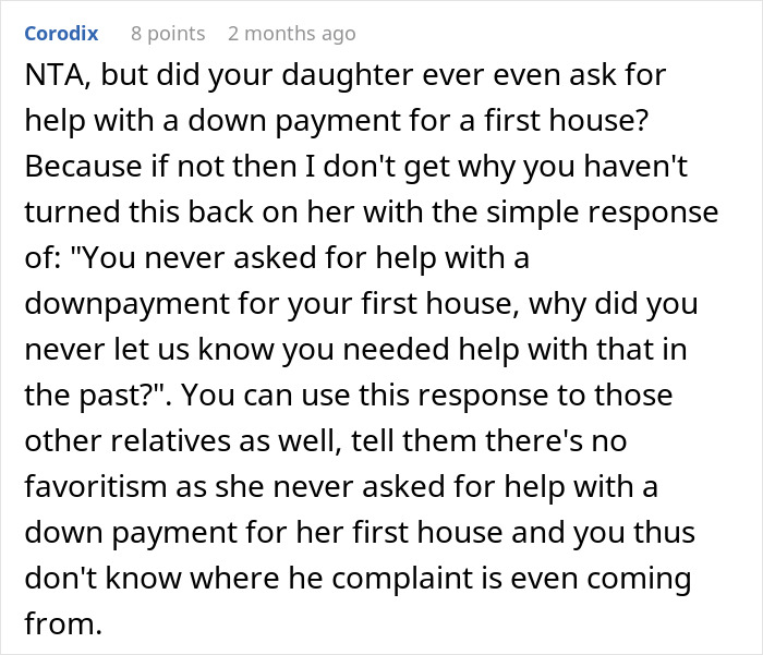 Text conversation about financial help for a house down payment, discussing favoritism and family dynamics. Text conversation about financial help for a house down payment, discussing favoritism and family dynamics.