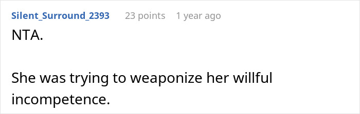 Reddit comment criticizing aunt for not RSVPing to expensive birthday party.