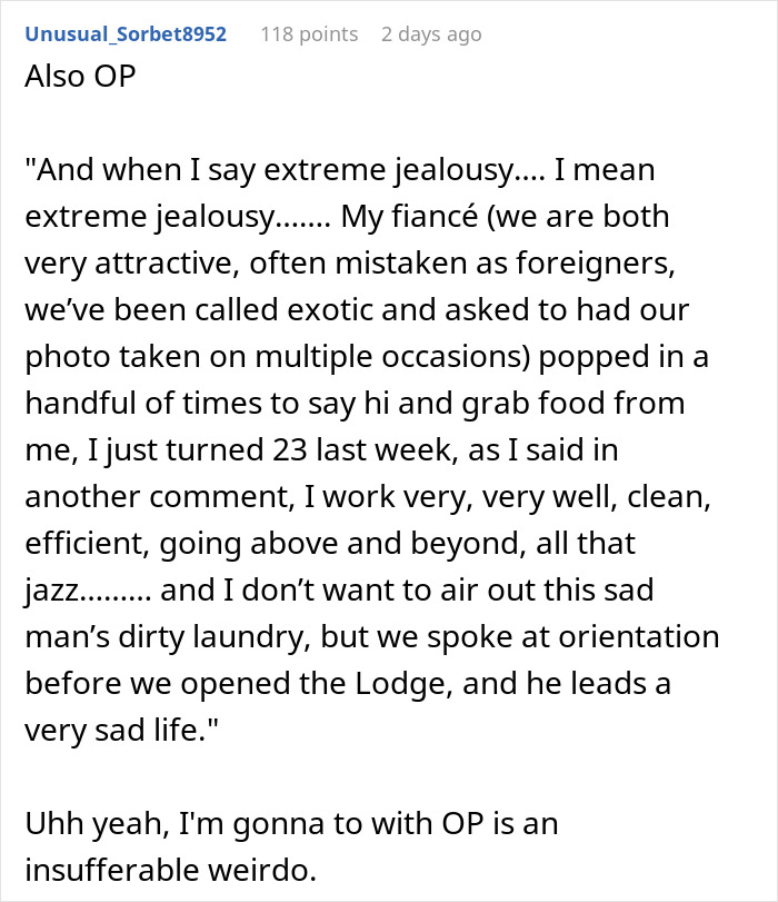 Text message discussing jealousy and unexpected job situation, highlighting "I Was Never Fired" keyword.