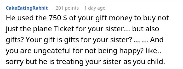 Reddit comment discussing a man's thoughtful surprise gone wrong, leading to an early reveal.