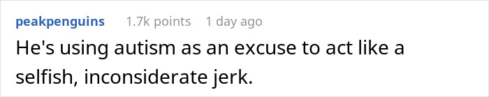 Text comment on Reddit discussing excuses and behavior during Christmas.