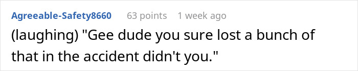 Comment about accident humor in an online discussion.