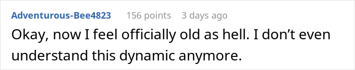 Reddit comment about feeling old and not understanding dynamics, related to Bumble date experience.