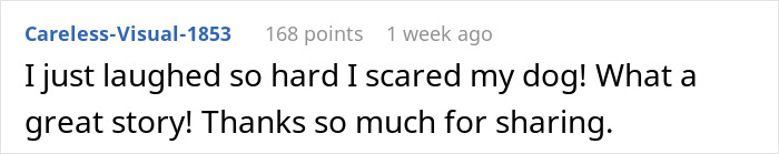 Reddit comment expressing laughter at the story involving a subway pervert and outspoken woman.