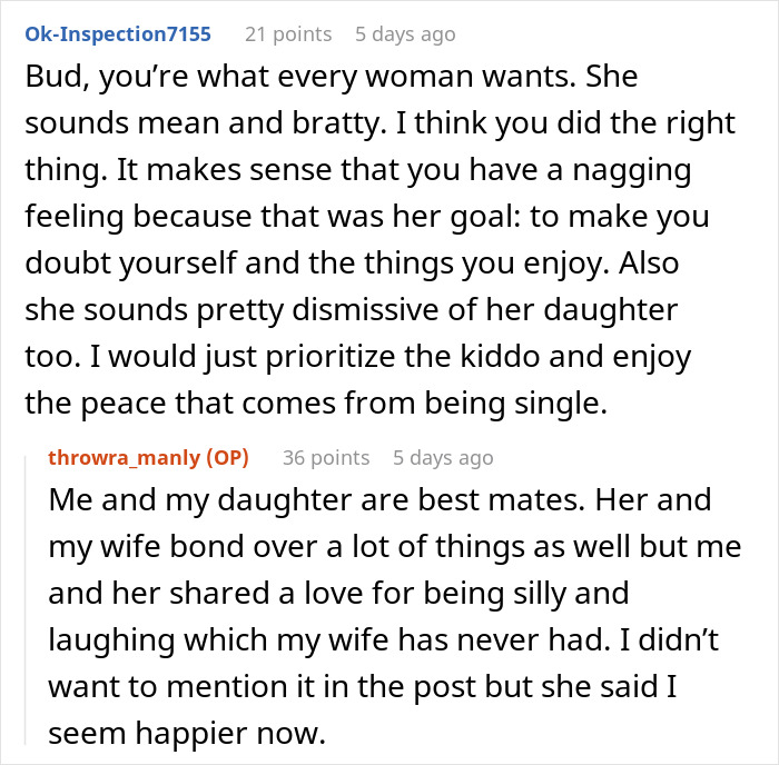 Reddit comments discussing a husband's hobbies like baking and enjoying Taylor Swift leading to marital issues. Reddit comments discussing a husband's hobbies like baking and enjoying Taylor Swift leading to marital issues.