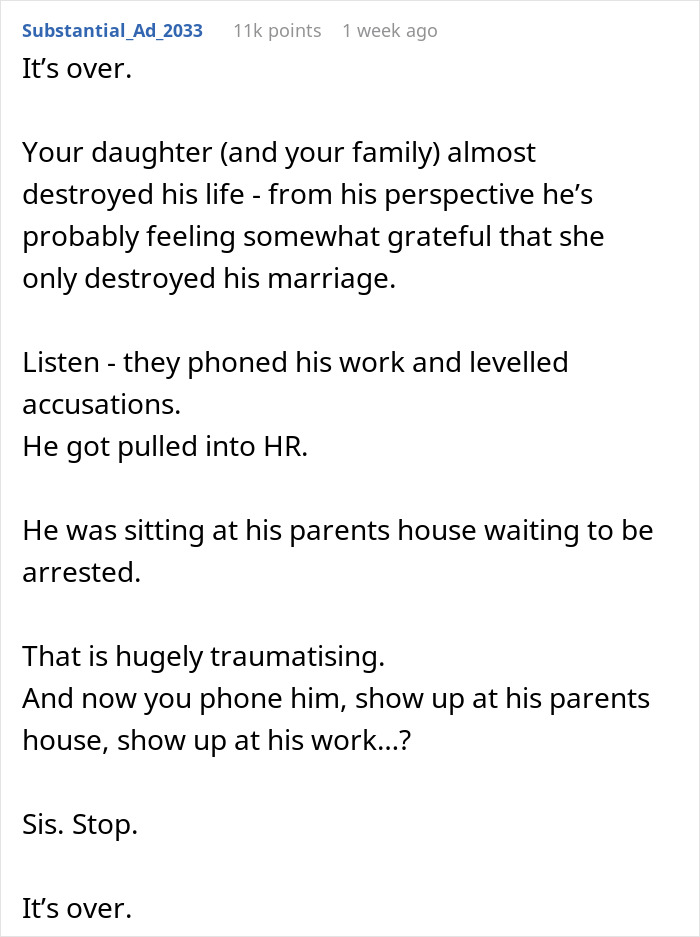 Text exchange discussing family's shock over teen's false accusations against stepdad, considering divorce as the solution. Text exchange discussing family's shock over teen's false accusations against stepdad, considering divorce as the solution.