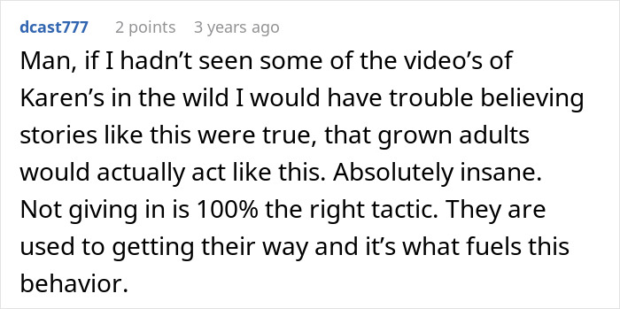 Comment about an angry woman demanding a seat at a shopping mall.