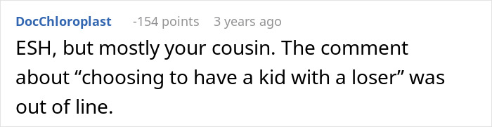 "Reddit comment expressing criticism on using family as free babysitters.