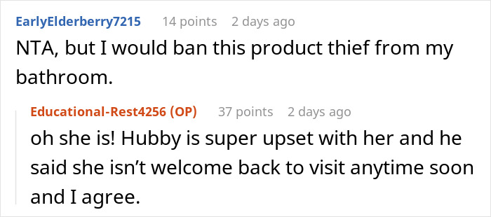 Reddit comments discussing consequences of using products without permission, resulting in chemical burns. Reddit comments discussing consequences of using products without permission, resulting in chemical burns.