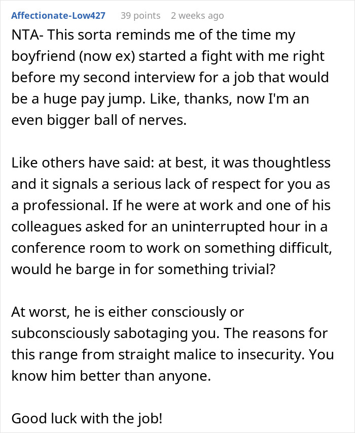 Reddit comment discussing lack of respect in professional settings and personal relationships.