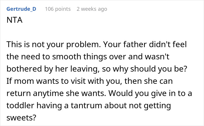 Forum comment about not being the problem regarding a mother-in-law&rsquo;s controlling behavior.