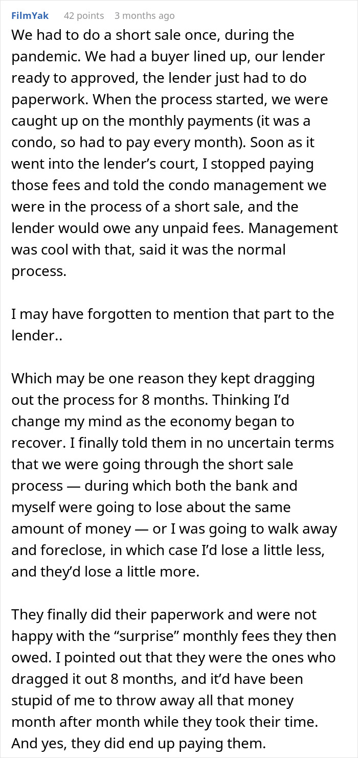 Text describing HOA issues with a short sale during the pandemic. Text describing HOA issues with a short sale during the pandemic.