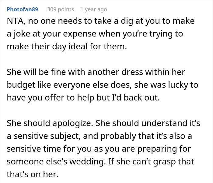 Comment on bride's vanished $7,000 dream dress after a joke about pregnant mistresses. Comment on bride's vanished $7,000 dream dress after a joke about pregnant mistresses.