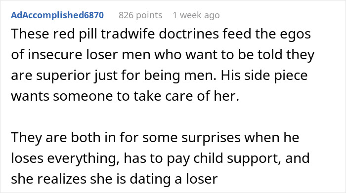 Text from online forum discussing relationship issues and traditional beliefs.