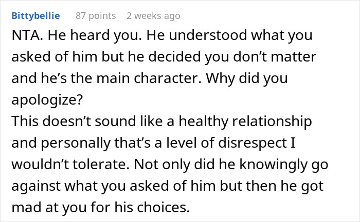 Comment on relationship dynamics after woman's frustration with husband's interruption.