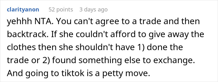 Screenshot of a comment discussing a conflict over trading services and a demand for money. Screenshot of a comment discussing a conflict over trading services and a demand for money.