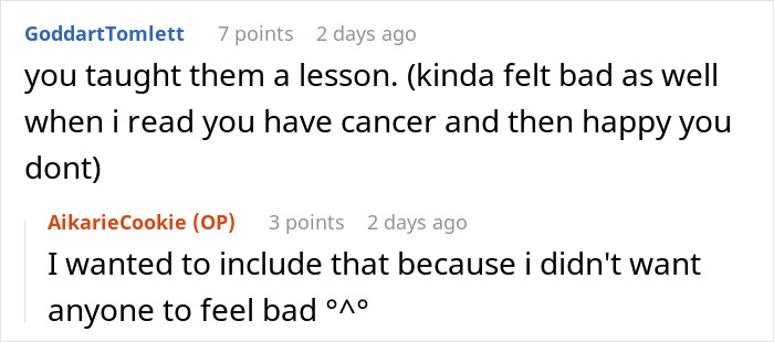 Reddit comments discussing a woman's response to teens laughing at her for buying candy.