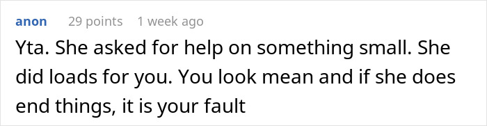 Comment criticizing a man for lacking self-awareness after his girlfriend supported him while he was unemployed. Comment criticizing a man for lacking self-awareness after his girlfriend supported him while he was unemployed.