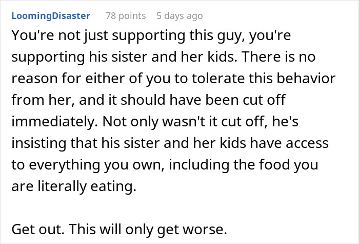 Text message advising someone to leave due to a toxic sister testing boundaries. Text message advising someone to leave due to a toxic sister testing boundaries.