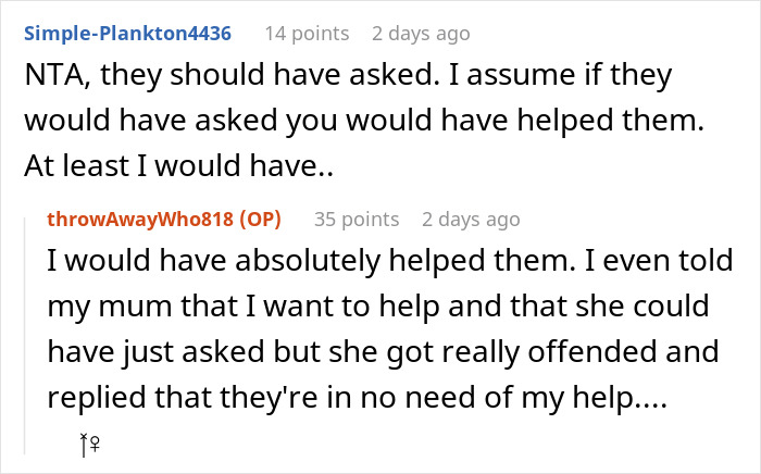 Reddit discussion on whether parents are entitled to daughter's money, with varied opinions shared in comments. Reddit discussion on whether parents are entitled to daughter's money, with varied opinions shared in comments.