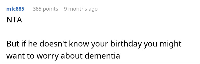 Reddit comment discussing a grandpa's incompetence, mentioning dementia concerns.