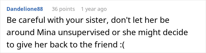 Reddit comment discussing concerns about rehoming a cat named Mina with sad emoji. Reddit comment discussing concerns about rehoming a cat named Mina with sad emoji.