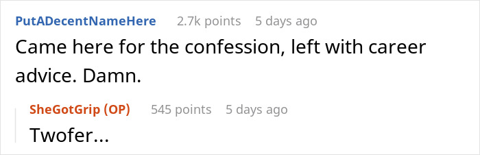 Reddit comment discussing a background check exposing an applicant's lies, leading to unexpected career advice.