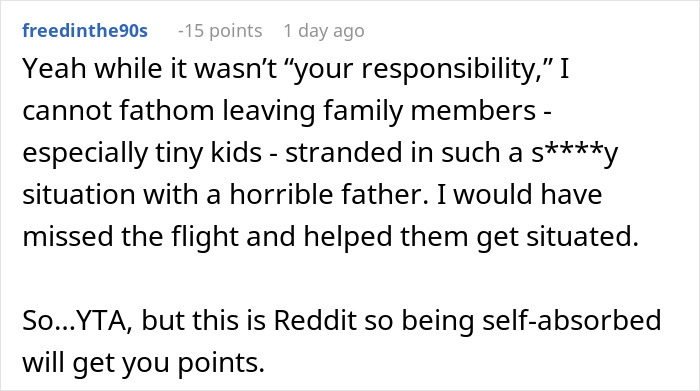 Reddit comment discussing responsibility in the context of family and alcohol-related issues.