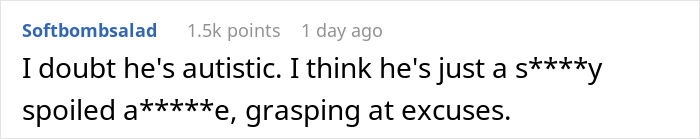 Comment criticizing a man for ruining Christmas, suggesting he's grasping at excuses.