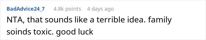 Commenter advises against helping, calls family toxic.