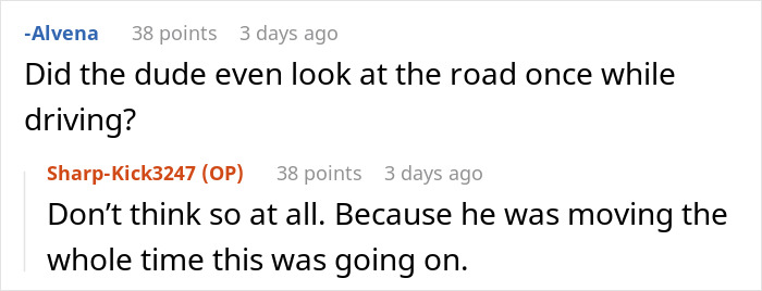 Text conversation about a manic DoorDash driver's driving behavior.