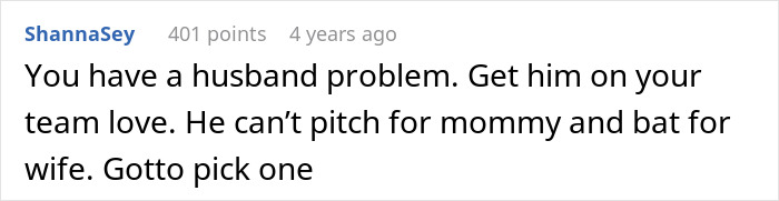 Text comment discussing a husband problem in a relationship issue.