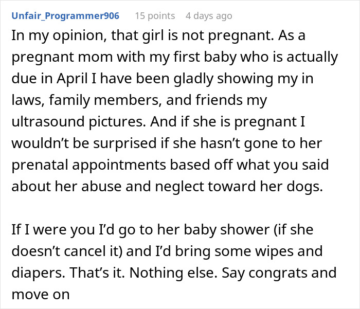 Text questioning pregnancy and attending a baby shower without proof of existence. Text questioning pregnancy and attending a baby shower without proof of existence.