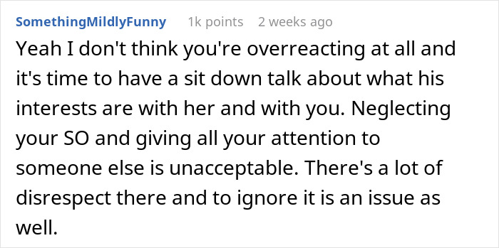 Reddit comment discussing behavior in relationships, addressing neglect and disrespect issues.