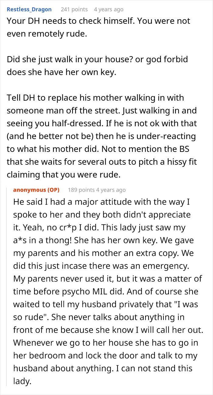 Text exchange about MIL arriving unannounced, sparking discussion on needing advance notice for visits.