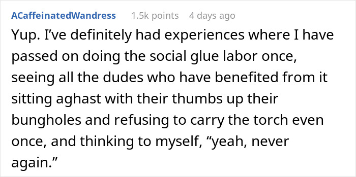 Comment expressing refusal by female employees to plan Secret Santa.