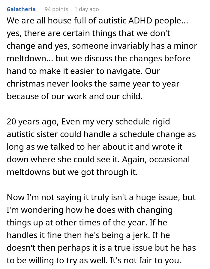 Text about handling Christmas changes, relationship struggles, and considering divorce.