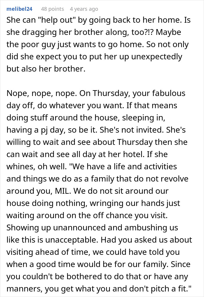 Text about mom's frustration with MIL for showing up unannounced. Text about mom's frustration with MIL for showing up unannounced.