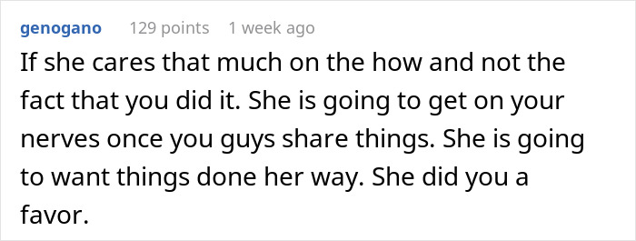 Text comment about a rejected proposal due to not being done the right way, implying future regret.