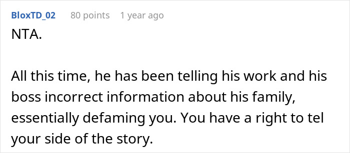 Reddit comment discussing defamation and the right to tell your side of the story.