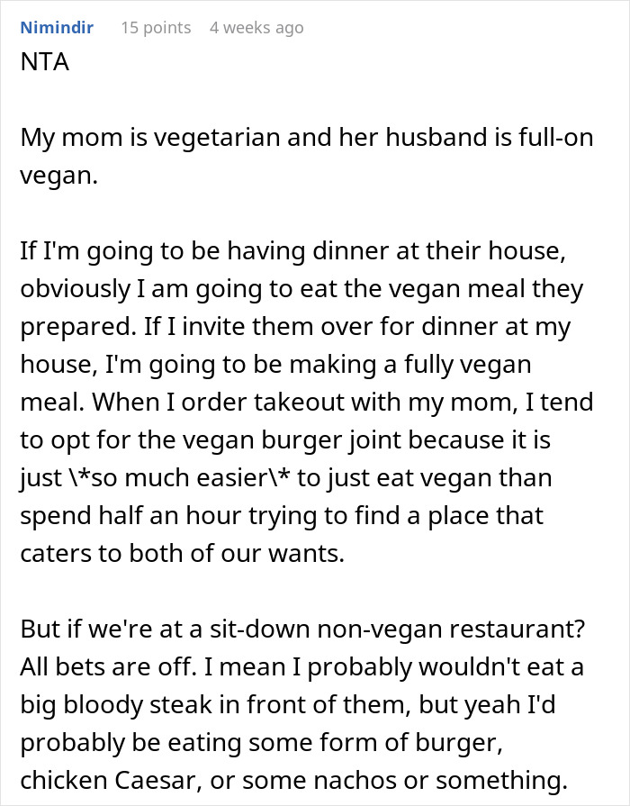 Text discussing ordering meat burger on a date with a vegan, labeled as tactless behavior.