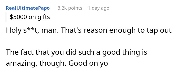 "$5000 gifts comment praising debt-clearing act for 1642 people. "$5000 gifts comment praising debt-clearing act for 1642 people.