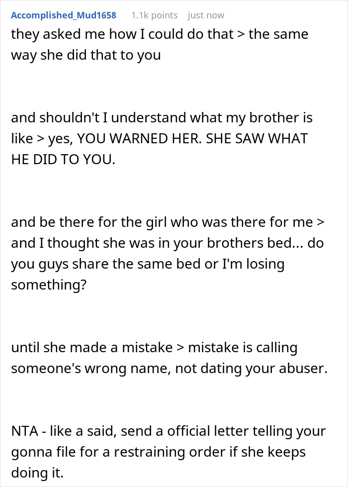 Text exchange discussing a dispute involving a brother, an ex-friend, and warnings about past actions.