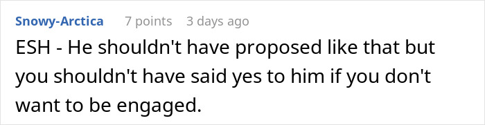 A comment discussing a public proposal, mentioning engagement decisions and mutual responsibility.