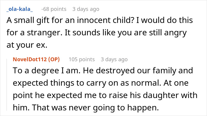 Reddit comments discussing feelings about not getting an affair child a Christmas gift. Reddit comments discussing feelings about not getting an affair child a Christmas gift.