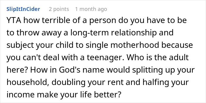 Online comment discussing marriage and handling teenage stepdaughter's hostile behavior. Online comment discussing marriage and handling teenage stepdaughter's hostile behavior.