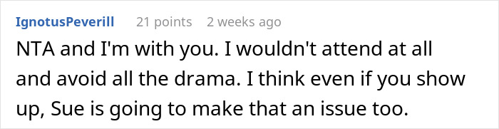 Reddit comment discussing the drama of altering a bridesmaid dress and being banned from a wedding.