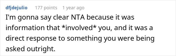 Reddit comment discussing involvement in family matters, referencing a father and his actions toward his daughter.